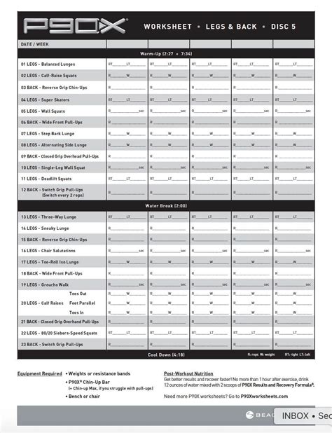 free printable p90x workout sheets.